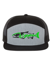 Load image into Gallery viewer, Snapback Trucker - 7 Panel - Black/Heather Grey/Black - Kype Gear