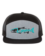 Load image into Gallery viewer, Snapback Trucker - 7 Panel - Black/Heather Grey/Black - Kype Gear