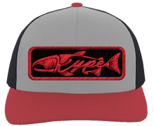 Load image into Gallery viewer, Snapback Trucker - Heather Grey/Charcoal/Varsity Red Patch - Kype Gear