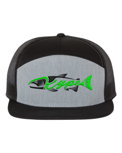 Snapback Trucker - 7 Panel - Black/Heather Grey/Black - Kype Gear