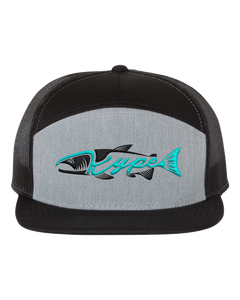 Snapback Trucker - 7 Panel - Black/Heather Grey/Black - Kype Gear