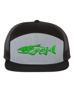 Snapback Trucker - 7 Panel - Black/Heather Grey/Black - Kype Gear