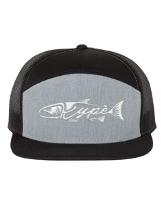 Snapback Trucker - 7 Panel - Black/Heather Grey/Black - Kype Gear