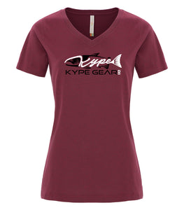 Ladies V-Neck - Cardinal Heather - Kype Gear