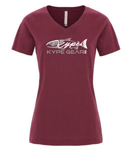 Ladies V-Neck - Cardinal Heather - Kype Gear