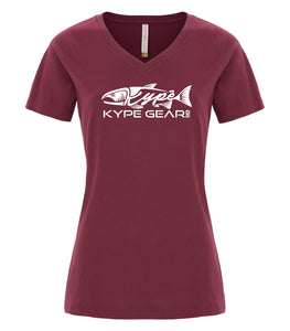 Ladies V-Neck - Cardinal Heather - Kype Gear