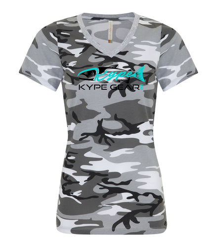 Ladies V-Neck - Grey Camo - Kype Gear