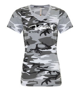 Ladies V-Neck - Grey Camo - Kype Gear