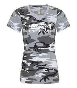 Ladies V-Neck - Grey Camo - Kype Gear