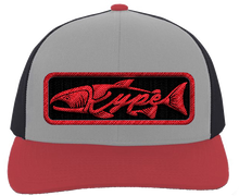 Load image into Gallery viewer, Snapback Trucker - Heather Grey/Charcoal/Varsity Red Patch - Kype Gear
