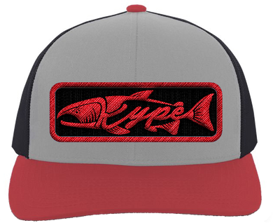 Snapback Trucker - Heather Grey/Charcoal/Varsity Red Patch - Kype Gear