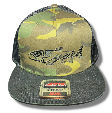 Snapback Trucker Flatbrim - Green Camo/Black Black - Kype Gear
